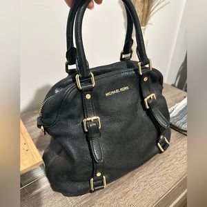 MICHAEL Michael Kors Black Leather Bedford Top Handle Bag